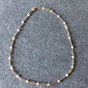 Vintage silver and pearl necklace